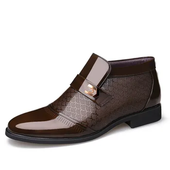 Мъжки зимни обувки най-Новите топла кожена памучен мъжки бизнес модельная обувки Ежедневни плюс кадифе мъжки кожени обувки
