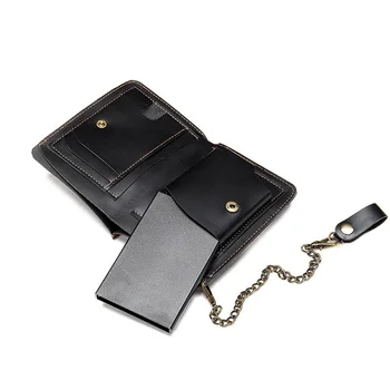 Мъжки портфейл, кожена кесия, къса Rfid-анти-кражба на чанта за златни карти, мъжки портфейл от алуминиева сплав, автоматична всплывающая кутия за карти