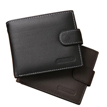 Мъжки портфейл от 100% естествена кожа с двоен държач за кредитни карти, портфейл, блокиране закопчалка, чантата за мъже Portemonnee Male