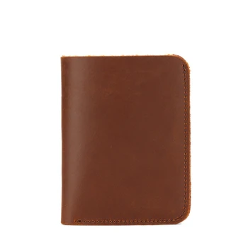 Мъжки портфейли изработени ръчно от естествена кожиCrazy Horse, кратък портфейл от телешка кожа за мъже, малка чантата си, с държач за кредитни карти