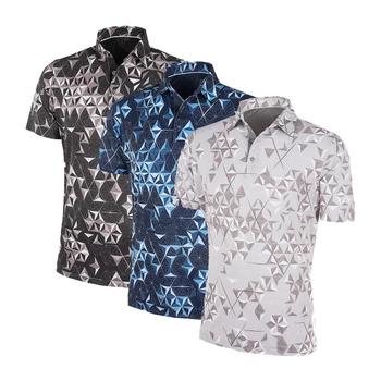 Мъжки ризи за голф с ромбовидным модел, с модерна риза с къси ръкави, летни спортни ризи с къси ръкави, ежедневни тенис фланелка, дишащи дрехи