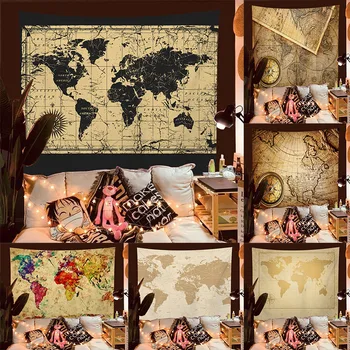 На фона на гоблен Реколта карта Плат Декор на спалнята декорация на хола подвесная плат