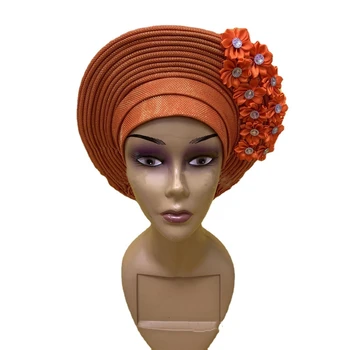 Най-новата разработка на Авто Гела Африкански шапки Нигерийски сватбени готови за носенето на тюрбани шапки за жени