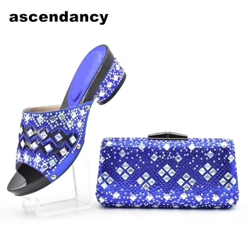 Най-новият дамски обувки с чанта в тон; Комплект от обувки и чанти в африканския стил; Сватбени обувки-лодка с лъскави пайети и чанта-клатч