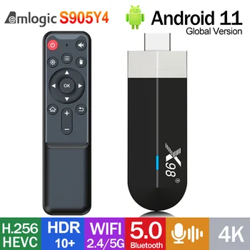 Нов 4 GB 32 GB X98 S500 Android 11 TV Stick Amlogic S905Y4 Четириядрен AV1 4K Двойна Wifi Smart медия плеър 2 GB 16 GB TV Box VSX96Q