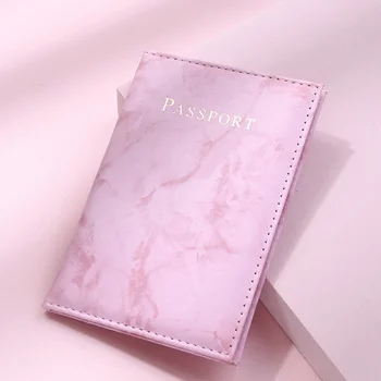 Нова дамски скъпа кожена корица за паспорти, самолетни билети За карти, притежател на паспорт, една чанта-портфейл, розов