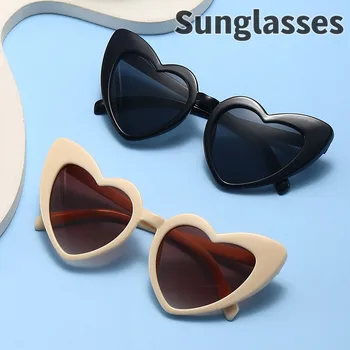 Нова тенденция, детски слънчеви очила с форма на сърце за момичета и момчета, vintage слънчеви очила с защита от UV400 на открито, сладки детски слънчеви очила