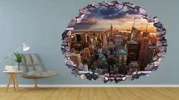 Ню Йорк стикер за стена, Арт декор на 3D Стикер Плакат рисувани Стенни стаите в A-369