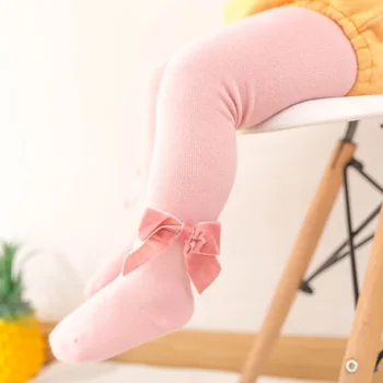 Обикновен чорапогащник за новородено, чорапогащи за малки момичета и момчета, 5 цвята, есенно-зимни разтеглив, гамаши с лък, детски аксесоари