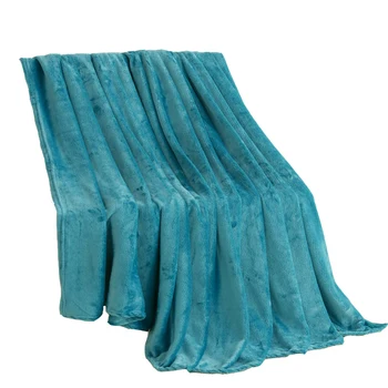 Одеало от Коралов Руно Beddowell, Однотонная Синя Клетчатая Чаршаф от Полиестер, Едно Двойно Легло Queen, King Size