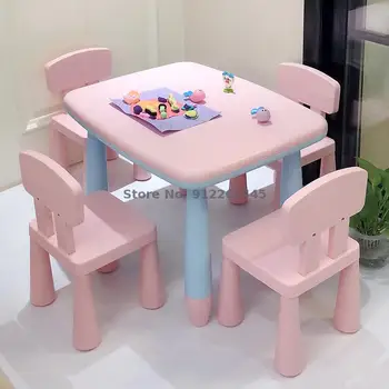 Пластмасови маси и столове за детска градина, детски играчки, набор от малки маси и столове, пластмасови модул за обучение домашна игрална маса