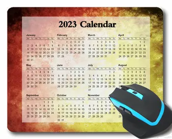 Подложка за мишка с Календара на 2023 година с Празници, Светли Линии и Ивици, Сенчести Подложка за Десктоп, лаптоп, Подложка за Мишка за Работа и Игри