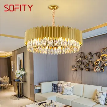 Полилей SOFITY, осветителни тела, луксозен златист медальон лампа, домашен led лампа в постмодерния стил за дневната, трапезарията
