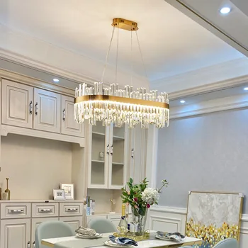 Постмодернистский лампа, луксозен хол, стъклена окачена лампа, творчески кръгли led кристални полилеи за ресторант Villa Redroom