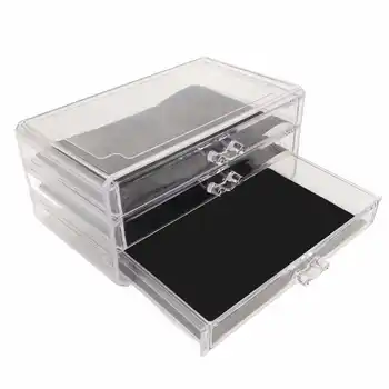 Прозрачна акрилна 3-те разтегателен здрав носене органайзер за грим с 3-ма чекмеджета за дома