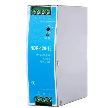 Промишлен източник на захранване на DIN-шина с един изход NDR-120-12 с мощност 120 W 12 10 А