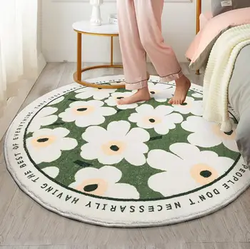 Скандинавските дебели пухкави кръгли килими с цветен модел за дома, килими за хол, цветна подложка за пода, модерен дизайн, килими мода