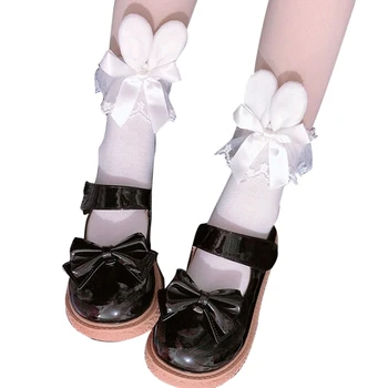 Сладки Къси чорапи с заячьими уши от карикатура, дантелени чорапи с волани, Дамски Чорапи в стил Лолита, Модни памучни чорапи за момичета на принцеси