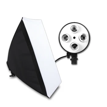 Софтбокс за фотографско осветление, държач на крушката, на основата E27, четири крушки комплект 4 в 1 за фото студио