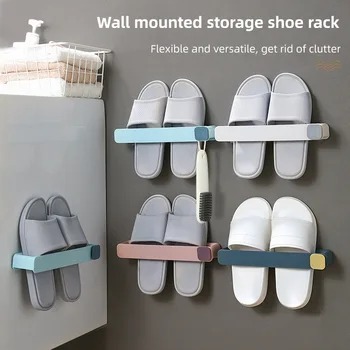 Срок за тапочек в банята без перфорация стенни цели рафт за обувки компактна етажерка за баня подвесная