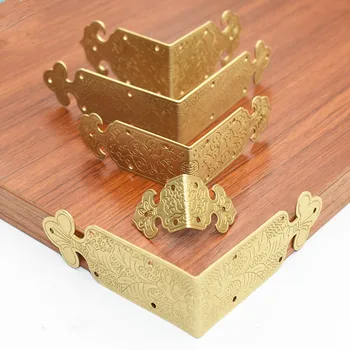 Старинни медни подарък кутия покриване на Ъглова Защита на ръбовете на Мебелите Бронзова Латунная Ковчег за бижута Дървен калъф За украса на Ъгловите детайли
