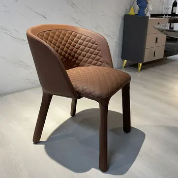 Стол за хранене, стол за домашно почивка кафе стол кожа стоманена рамка Италиански прост дизайн, модел стаен нов стил