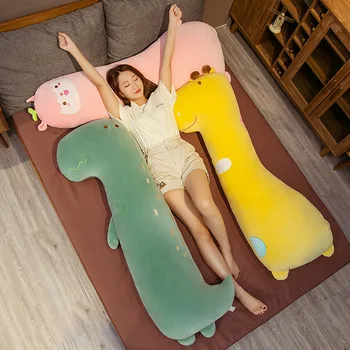 Хубава дълга възглавница с динозавром, мека и гладка кърпа, легло за момичета с крака, плюшен играчка, свалящ се и моющаяся възглавница