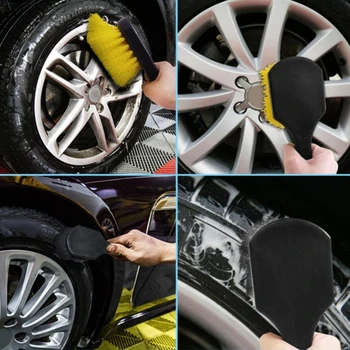 Четка за почистване на колелата на автомобила, четка за почистване на гуми с дръжка, четка за почистване на гуми за автомобил, мотоциклет или велосипед, високо качество