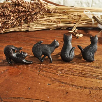 Чугун матово-черни Дръжки във формата на котка, Американски дръжки за чекмеджета, дръжки за шкафове, мебели за дома, аксесоари за творчески декор