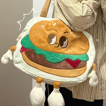 Японската Сладко чанта за хамбургери, холщовая диагонално чанта за момичета, новост 2023, дамски градинска тенденция калъф, чанта-месинджър
